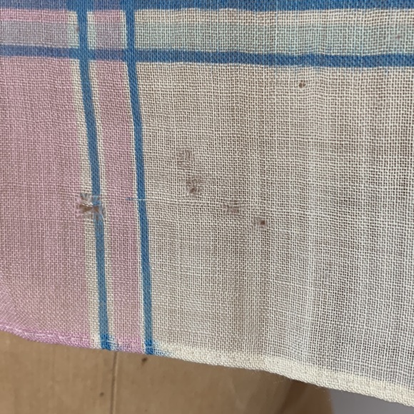 Vintage 1950s Schiaparelli pink blue plaid scarf 14 x 66 - Picture 5 of 8